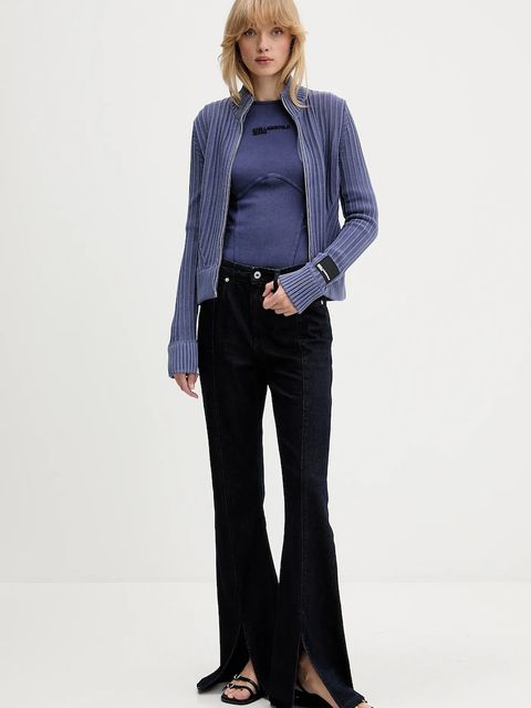 Karl Lagerfeld Jeans kardigan bawełniany damski kolor fioletowy A4W18017