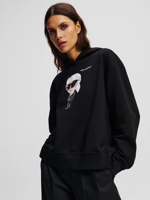 Karl Lagerfeld bluza IKON damska kolor czarny z kapturem z nadrukiem A1W20083 - zdjęcie produktu nr 1