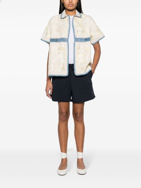 GANNI logo-embroidered track shorts - Blue