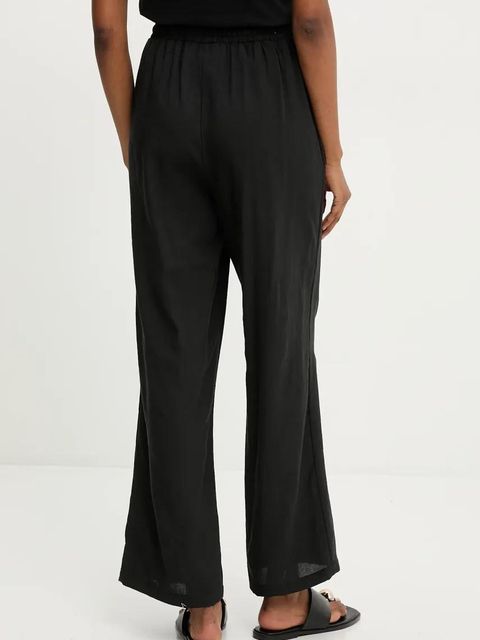 Answear.LAB spodnie lniane damskie kolor czarny szerokie high waist