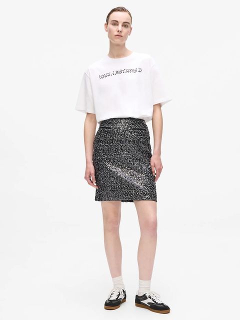 Karl Lagerfeld spódnica kolor szary mini ołówkowa A4W12016 - zdjęcie produktu nr 1