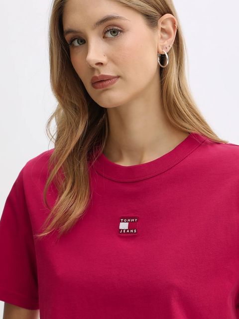 Tommy Jeans t-shirt bawełniany damski kolor bordowy DW0DW22202