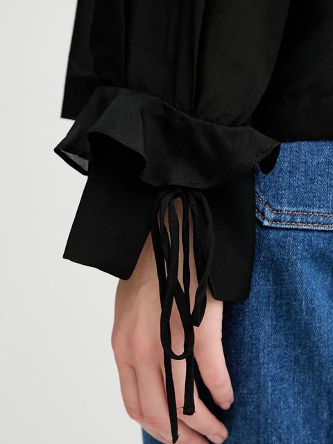 MUNTHE bluzka z domieszką jedwabiu LESIENNA kolor czarny gładka 253100025326