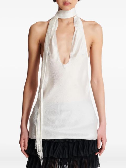 Balmain silk halterneck top - White