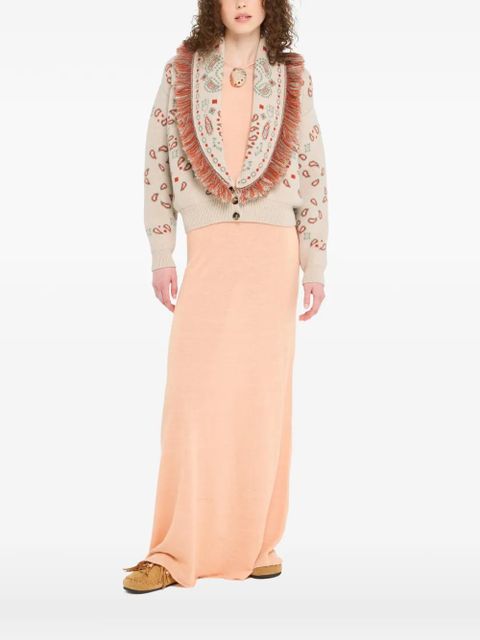 Alanui bandana jacquard fringed cardigan - Neutrals