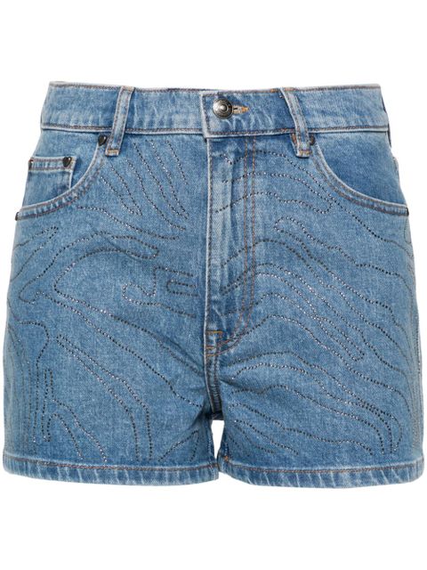 ROTATE BIRGER CHRISTENSEN rhinestoned high-rise denim shorts - Blue - zdjęcie produktu nr 1