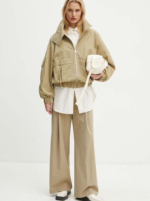 AERON koszula damska kolor beżowy relaxed z kołnierzykiem klasycznym CRSH162471