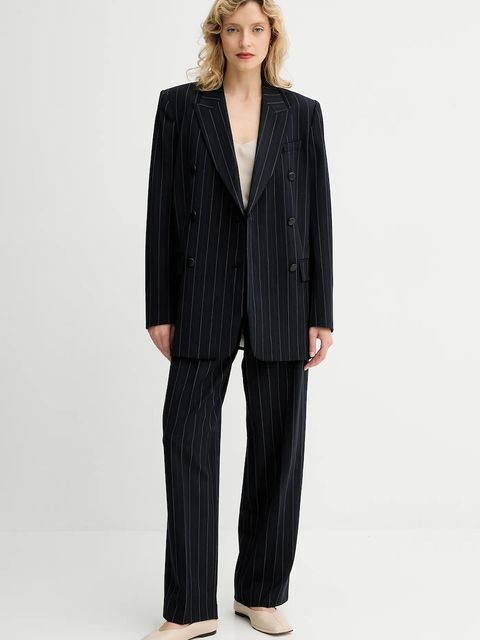 Rag & Bone spodnie z dodatkiem wełny kolor granatowy proste high waist RA1H25F7MCN - zdjęcie produktu nr 2