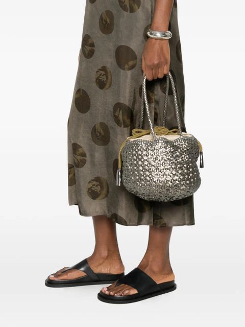 DRAGON DIFFUSION small Juventus braided bucket bag - Silver - zdjęcie produktu nr 2