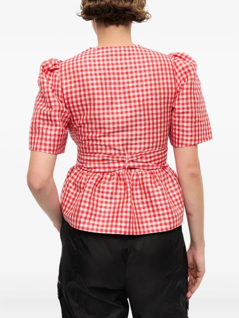 GANNI self-tie blouse - Red