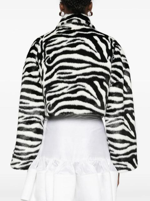 ROTATE BIRGER CHRISTENSEN zebra-print faux-fur jacket - Black