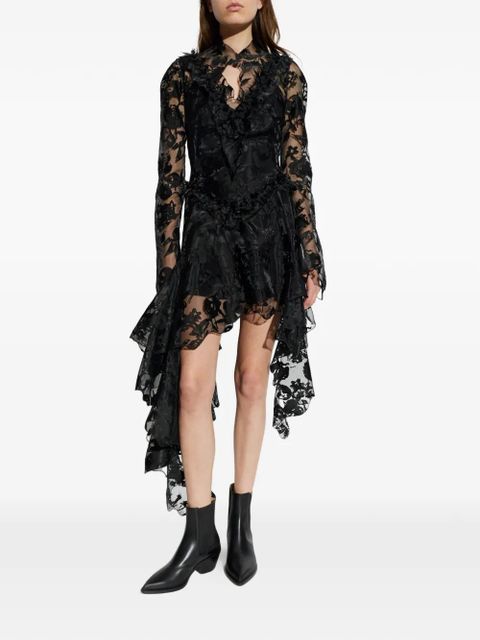 Alexander McQueen ruffled asymmetric dress - Black