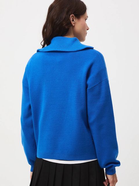 Medicine sweter damski kolor niebieski z półgolfem