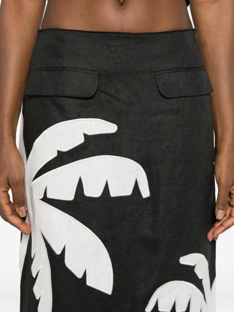 FARM Rio palm-tree-print maxi skirt - Black