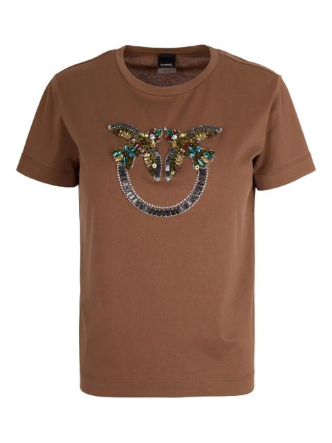 PINKO rhinestone-embellished T-shirt - Brown - zdjęcie produktu nr 1