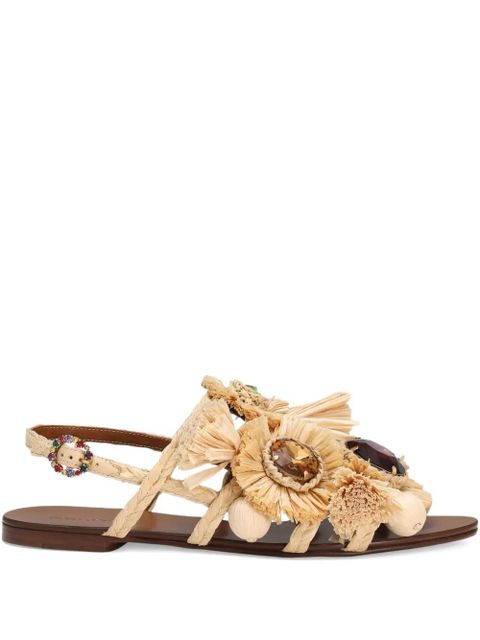 Dolce & Gabbana embellished raffia sandals - Neutrals - zdjęcie produktu nr 1