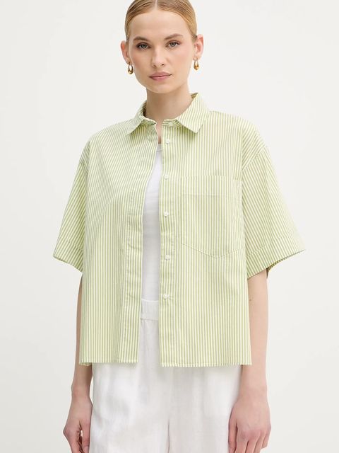 United Colors of Benetton koszula damska kolor zielony regular z kołnierzykiem klasycznym 5SZRDQ0C0 - zdjęcie produktu nr 1