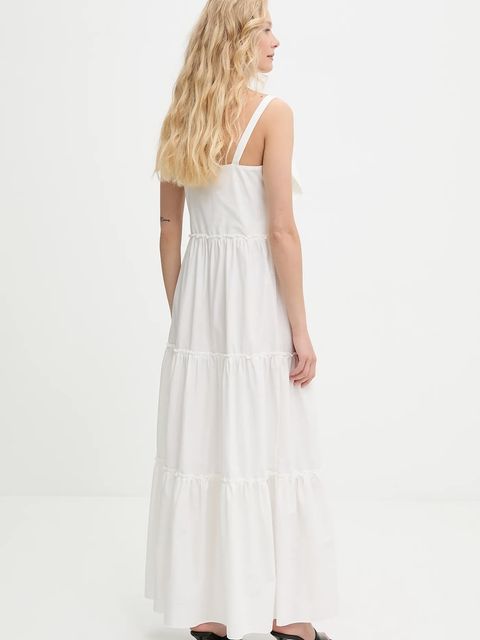 Answear.LAB sukienka kolor biały maxi rozkloszowana