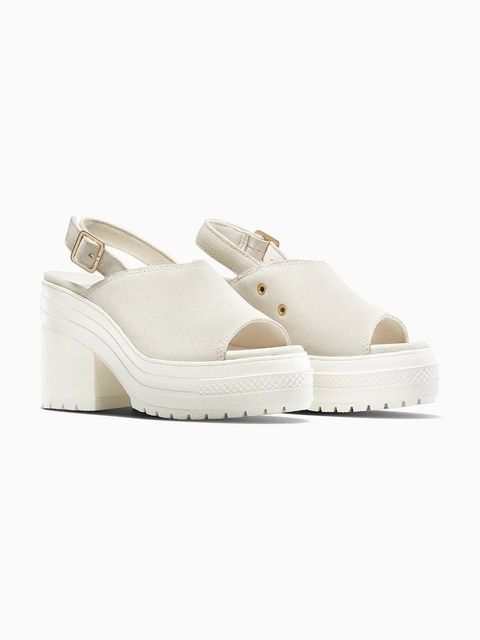 Converse sandały zamszowe Chuck 70 De Luxe Heel Mule damskie kolor biały na słupku A15070C