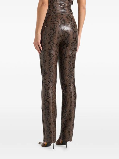 Manière De Voir Lucia python-effect button trousers - Brown