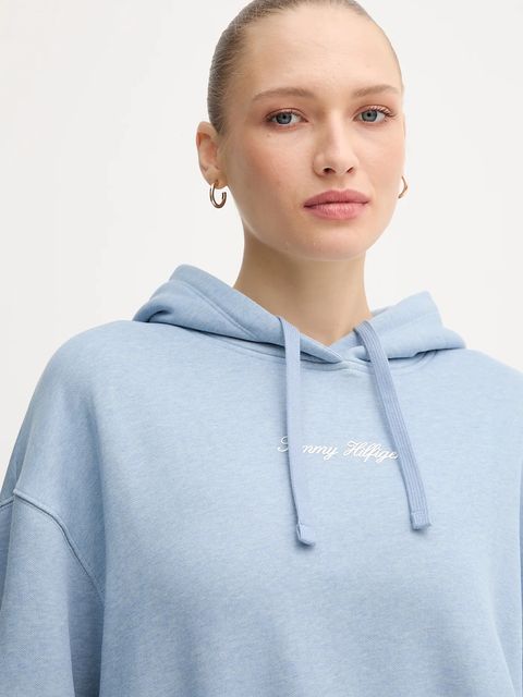 Tommy Hilfiger bluza damska kolor niebieski z kapturem z nadrukiem WW0WW47459