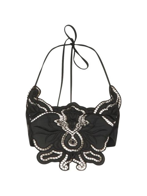 Blumarine butterfly-embroidered halterneck top - Black - zdjęcie produktu nr 1