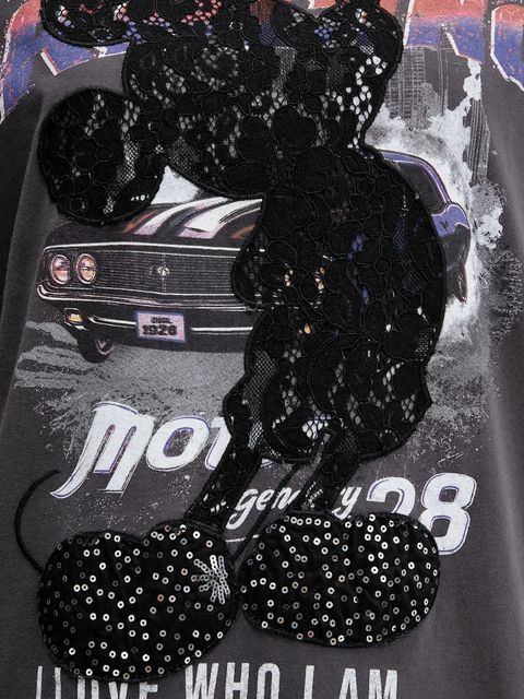 Desigual t-shirt bawełniany MICKEY LACE damski kolor szary 25WWTK56