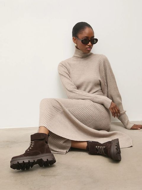 Answear.LAB workery zamszowe kolor brązowy na platformie lekko ocieplone - zdjęcie produktu nr 1