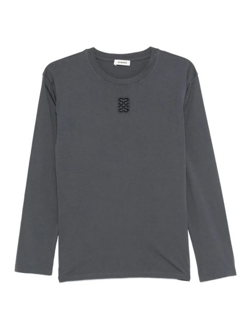 SANDRO embroidered long-sleeve T-shirt - Grey - zdjęcie produktu nr 1