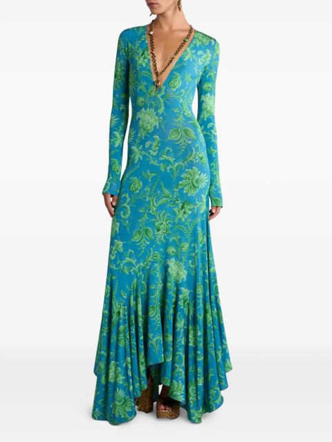 ETRO floral-motif maxi dress - Blue