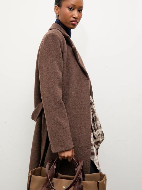 Answear.LAB płaszcz damski kolor brązowy przejściowy