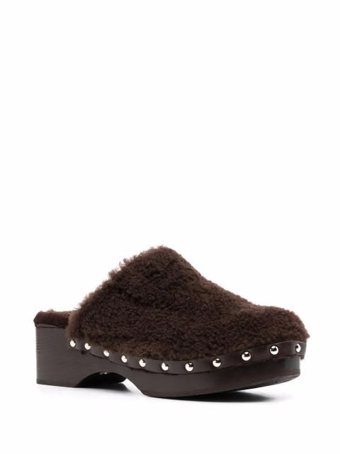 Ancient Greek Sandals 50mm closed sheepskin clogs - Brown
