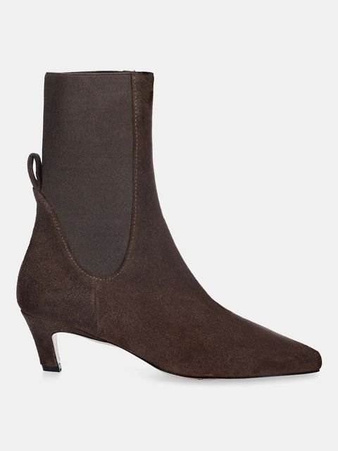 Answear.LAB botki zamszowe kolor brązowy na szpilce