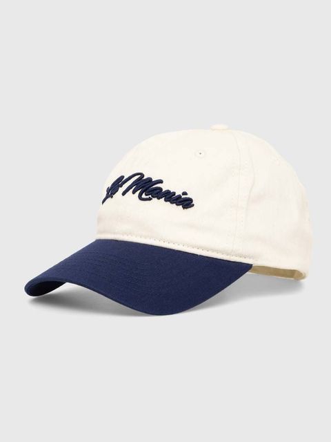 La Mania czapka z daszkiem bawełniana kolor beżowy z aplikacją RETRO