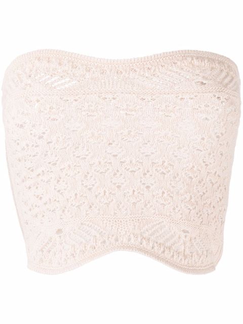 Saint Laurent cropped crochet top - Neutrals - zdjęcie produktu nr 1