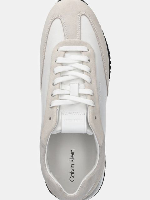 Calvin Klein sneakersy skórzane RUNNER LACE UP - LTH SUE MIX