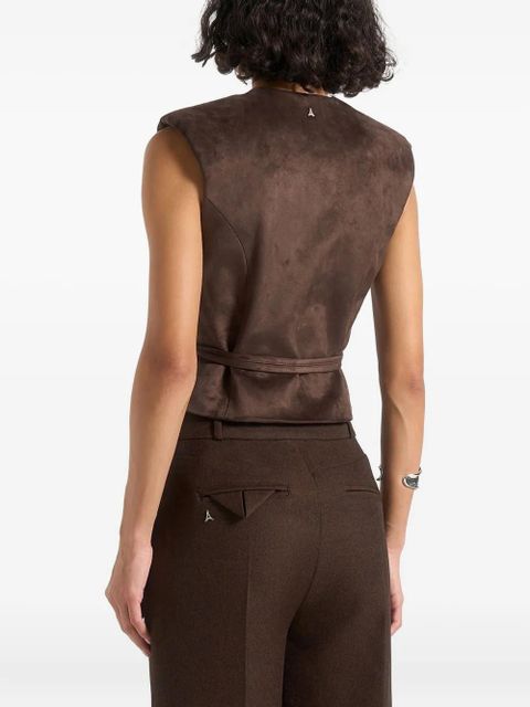 Manière De Voir Jeanne belted wrap suede waistcoat - Brown