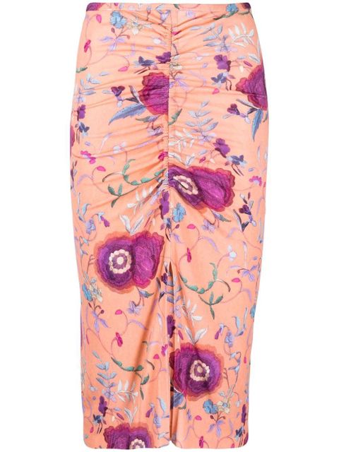 Isabel Marant ruched floral-print pencil skirt - Pink - zdjęcie produktu nr 1