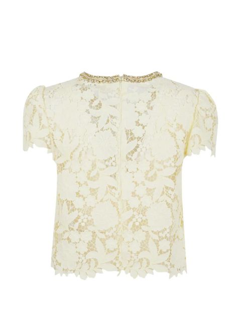 Self-Portrait crystal-embellished lace top - Neutrals - zdjęcie produktu nr 2