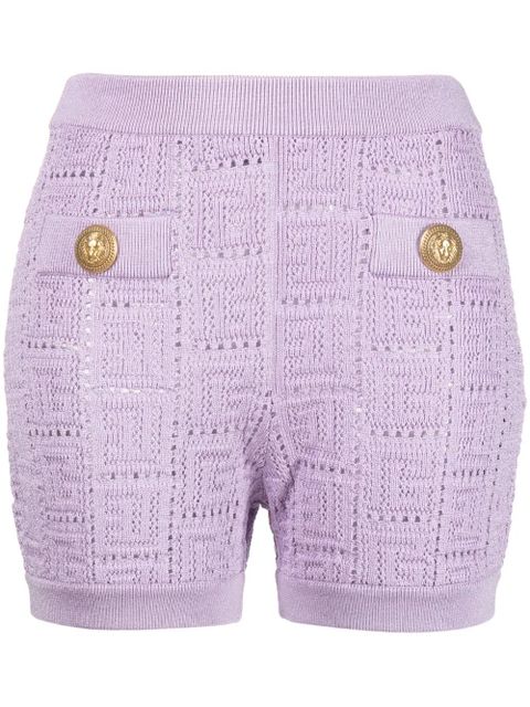 Balmain monogram mesh knitted shorts - Purple - zdjęcie produktu nr 1