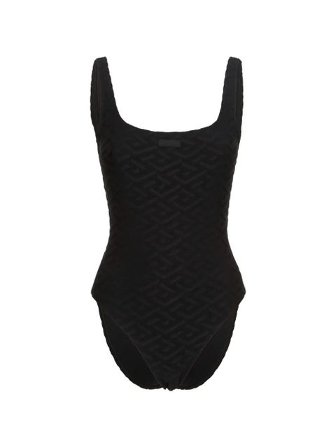Versace square-neck logo-pattern swimsuit - Black - zdjęcie produktu nr 1