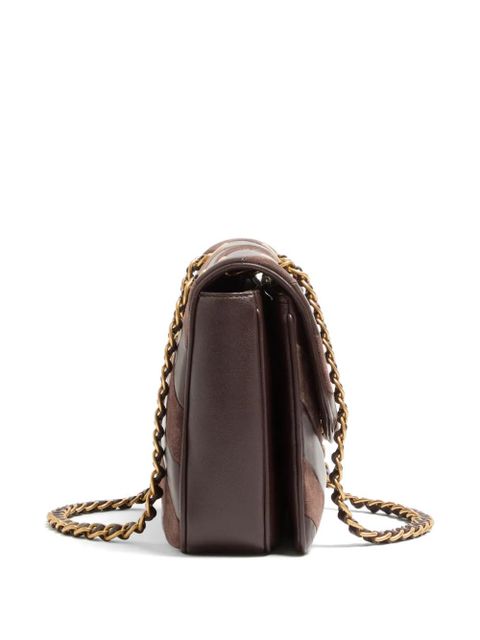 Valentino Garavani Djuna medium chain bag in suede and nappa with chevron pattern - Brown