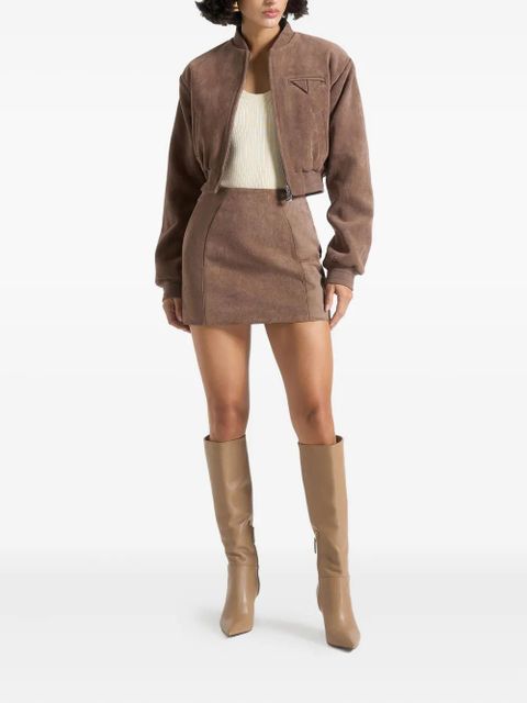 Manière De Voir Cleo A-line suede mini skirt - Brown