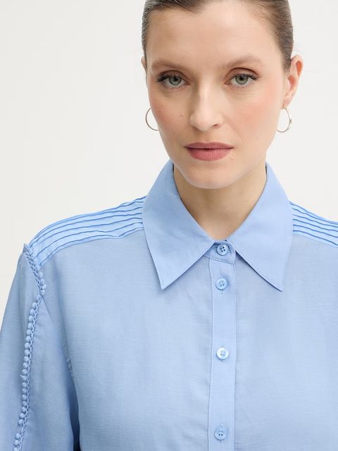 Silvian Heach koszula z dodatkiem lnu FARIN