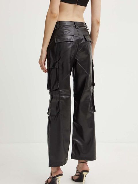 Guess spodnie KORI damskie kolor czarny proste high waist W4YB11 WF8Q0