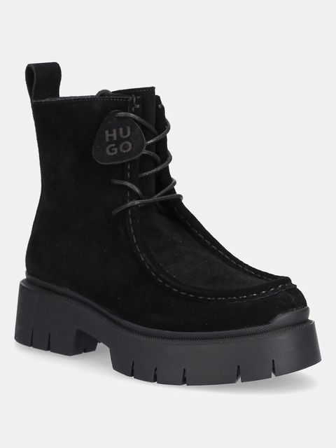 HUGO botki zamszowe Kris damskie kolor czarny na platformie 50552733 - zdjęcie produktu nr 1