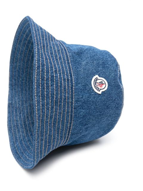 Moncler logo-patch denim bucket hat - Blue - zdjęcie produktu nr 2