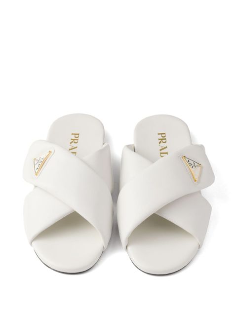 Prada padded nappa-leather slides - White