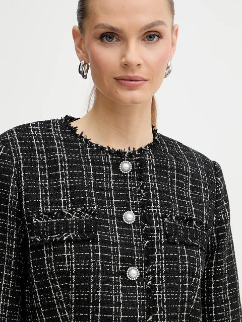 Guess marynarka SANDRA kolor czarny jednorzędowa wzorzysta W5BN63 W2382