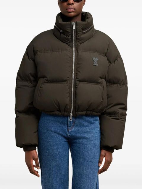 AMI Paris zipped puffer jacket - Brown